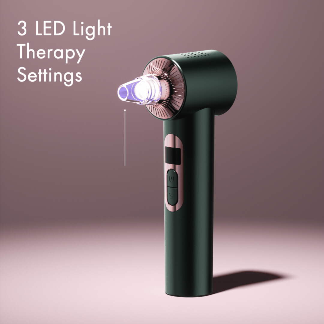 Fancii Clara pore suction vacuum cleanser with LED light therapy in Emerald Green Black Onyx
